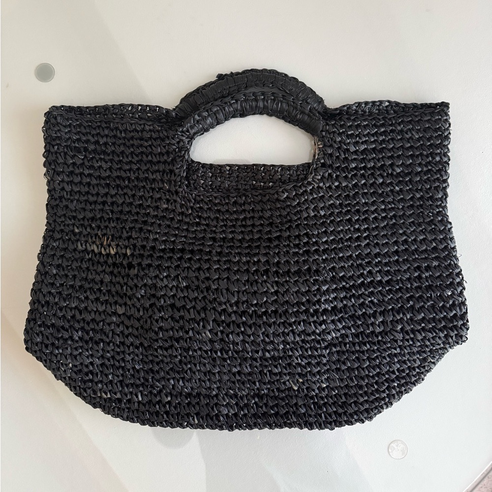 Flora Bella Napa Soft Tote |Raffia Summer Bag Boho Chic Leather Braided Handles - Picture 2 of 14